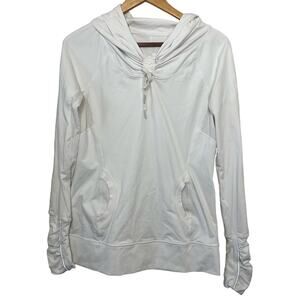 Lululemon Run: Ambition Pullover Hoodie w/ Ponytail Hole in White - Sz 8